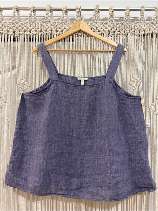 Eileen Fisher Tops - Eileen Fisher Organic Linen Square Neck Camisole Tank Top in Dusty Blue